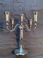 Zilverkleurig 4 arms kandelaar, Gebruikt, Overige kleuren, 25 tot 50 cm, Ophalen of Verzenden
