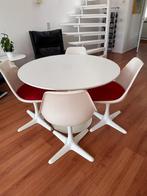 Vintage eettafel en stoelen (eetkamer) Arkana Maurice Burk, Ophalen, Gebruikt, Vintage design, 4 tot 6 stoelen