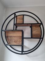 Wandrek rond staal met mangohout. 80cm diameter., Ophalen, Zo goed als nieuw