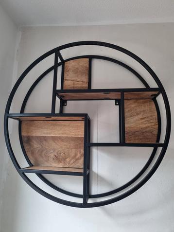 Wandrek rond staal met mangohout. 80cm diameter. beschikbaar voor biedingen