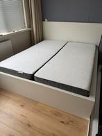 Ikea Twijfelaar Bed met Matrassen en Lades, Ophalen, Wit, Zo goed als nieuw, Twijfelaar