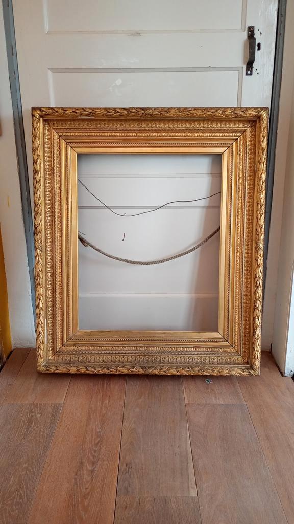 Vergulde salonlijst, Huis en Inrichting, Woonaccessoires | Lijsten, Gebruikt, 75 cm of meer, 75 tot 100 cm, Hout, Ophalen