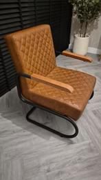 Dimehouse Lars Cognac Fauteuil - Industrieel Design, Huis en Inrichting, Ophalen, 75 tot 100 cm, Leer, 50 tot 75 cm