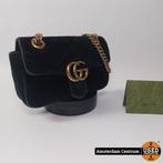 Gucci 445744 GG Marmont Mini Velvet Bag Black - Incl. Garant, Sieraden, Tassen en Uiterlijk, Tassen | Damestassen, Zo goed als nieuw
