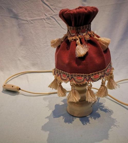 vintage Franse schemer lamp tafellamp met stoffen kapje, Huis en Inrichting, Lampen | Tafellampen, Gebruikt, Minder dan 50 cm