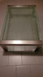 Luxe chroomstalen salontafel - brokkelglazen blad., Huis en Inrichting, Tafels | Salontafels, Ophalen, 100 tot 150 cm, 50 tot 100 cm