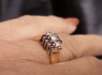 Gouden antieke ring met edelsteen robijn en diamant.2025/630, Sieraden, Tassen en Uiterlijk, Antieke sieraden, Ophalen of Verzenden