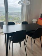 Zwarte eetkamertafel met 3 zwarte stoelen, graag snel ophale, Huis en Inrichting, Tafels | Salontafels, 50 tot 100 cm, Minder dan 50 cm