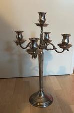 Grote zware kandelaar zilverkleurig, 5 kaarsen, Huis en Inrichting, Woonaccessoires | Kandelaars en Kaarsen, Ophalen of Verzenden