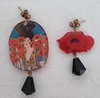 Kunststof oorbellen met klaprozen, Sieraden, Tassen en Uiterlijk, Overige materialen, Overige kleuren, Nieuw, Ophalen of Verzenden