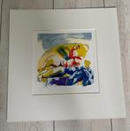 Originele Lithografie Louttre.B ModerneKunst geel blauw, Antiek en Kunst, Kunst | Litho's en Zeefdrukken, Ophalen of Verzenden