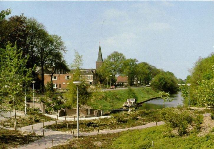 Klazienaveen, Langestraat - boot auto - gelopen, Verzamelen, Ansichtkaarten | Nederland, Gelopen, Noord-Brabant, Voor 1920, Ophalen of Verzenden