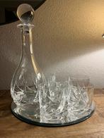 Mooie vintage geslepen kristallen karaf met 6 glazen., Ophalen of Verzenden