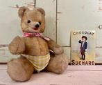 Vintage mechanische Frans sprekende met stro gevulde beer, Verzamelen, Beren en Cherished Teddies, Ophalen of Verzenden, Gebruikt
