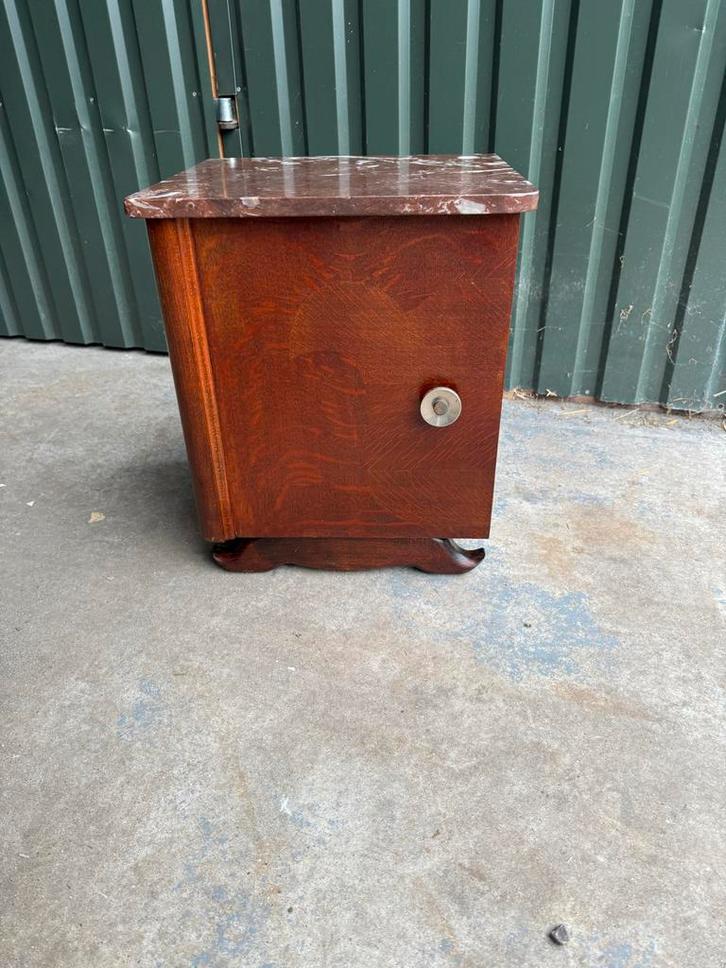 Art Deco Nachtkastje Mahonie Jaren '50, Huis en Inrichting, Kasten | Kledingkasten, Gebruikt, Minder dan 100 cm, Minder dan 50 cm