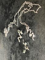Leuke ketting met bijbehorende oorbellen.  Zilverkleurig, Overige materialen, Gebruikt, Ophalen of Verzenden, Zilver