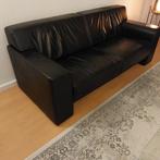 Bank zwart leer (Montel), Huis en Inrichting, Banken | Bankstellen, Ophalen, Gebruikt, Tweepersoons, Rechte bank