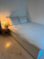 Ikea bedframe met lades 140x200 (Brusali model), Ophalen, Gebruikt, Wit, Tweepersoons