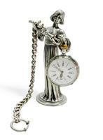 Zilveren zakhorloge met tinnen houder, Sieraden, Tassen en Uiterlijk, Horloges | Antiek, Overige merken, Zakhorloge, 1900 tot 1930