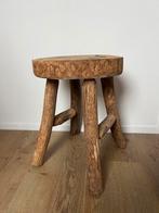 Houten krukje / bijzettafel, Huis en Inrichting, Stoelen, Ophalen, Gebruikt, Bruin, Eén