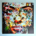 Face 001. Mixed media kunstwerk op linnen doek  90 x 90 cm., Antiek en Kunst, Ophalen