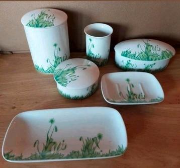 NIEUW MODALL PORSELEINEN SET WIT/GROEN-ZEEPBAKJE-POT enz beschikbaar voor biedingen