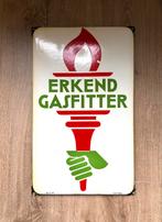 Emaille reclamebord Gasfitter Langcat Bussum, Ophalen of Verzenden, Gebruikt, Reclamebord