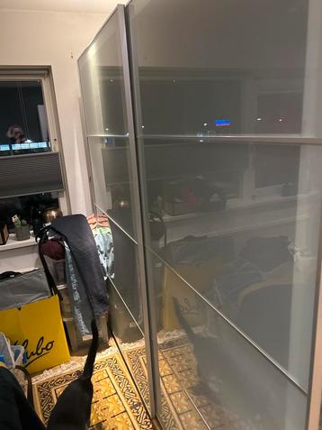 Pax dubbele schuifdeur, aluminium/glas 201  200