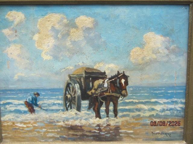Jan F.Pannebakker, Mooi Olieverf, Schelpenvisser a/h strand, Antiek en Kunst, Kunst | Schilderijen | Klassiek, Ophalen of Verzenden