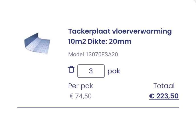 Vloerverwarming onder Tackerplaat 20 mm dik Ondervloer 32m2, Doe-het-zelf en Verbouw, Verwarming en Radiatoren, Nieuw, Overige typen
