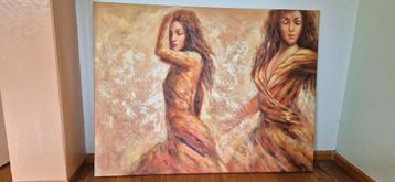 Schilderij twee flamingo danseressen beschikbaar voor biedingen