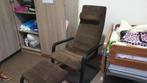 Stoel met voetenbank, Huis en Inrichting, Stoelen, Gebruikt, Bruin, Eén, Ophalen