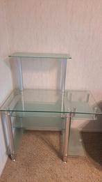Glazen bureau., Huis en Inrichting, Bureaus, Ophalen, In hoogte verstelbaar, Gebruikt, Bureau