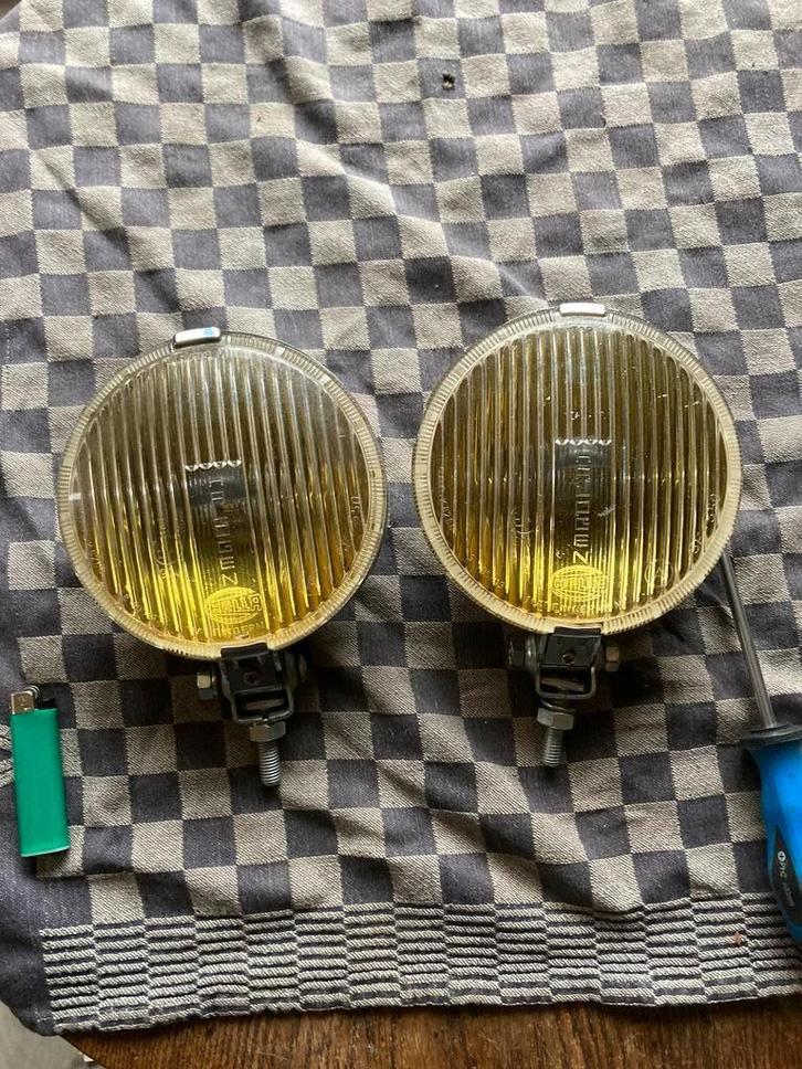 Oldtimer 2 Hella mistlampen oud type 140 diameter 14,5 cm, Auto-onderdelen, Verlichting, Gebruikt, Ophalen of Verzenden