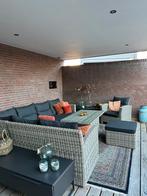 Mooie knusse tuinset met zwarte kussens en kussenkist, Tuin en Terras, Ophalen, Rotan, Zo goed als nieuw, Eettafel