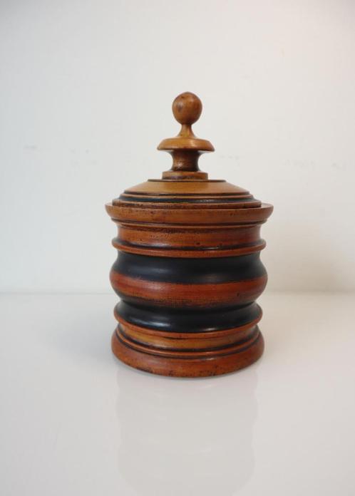 Antieke houten tabakspot, opbergpot 19e eeuw, Antiek en Kunst, Antiek | Woonaccessoires, Ophalen of Verzenden