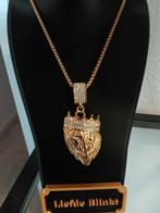 Gouden ketting met leeuw hanger - Nieuw, Overige materialen, Met strass, Nieuw, Ophalen of Verzenden