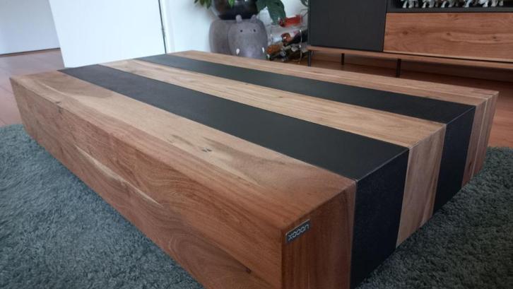 Salontafel Xooon Lanai kikarhout en MDF donkergrijs, Huis en Inrichting, Tafels | Salontafels, Gebruikt, Minder dan 50 cm, 50 tot 100 cm