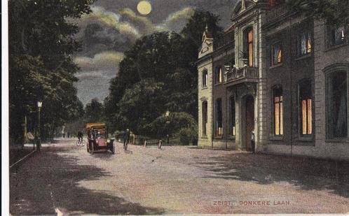 zeist donkere laan maanlicht oude auto tekst/zegel 1909, Verzamelen, Ansichtkaarten | Nederland, Utrecht, 1960 tot 1980, Ophalen of Verzenden
