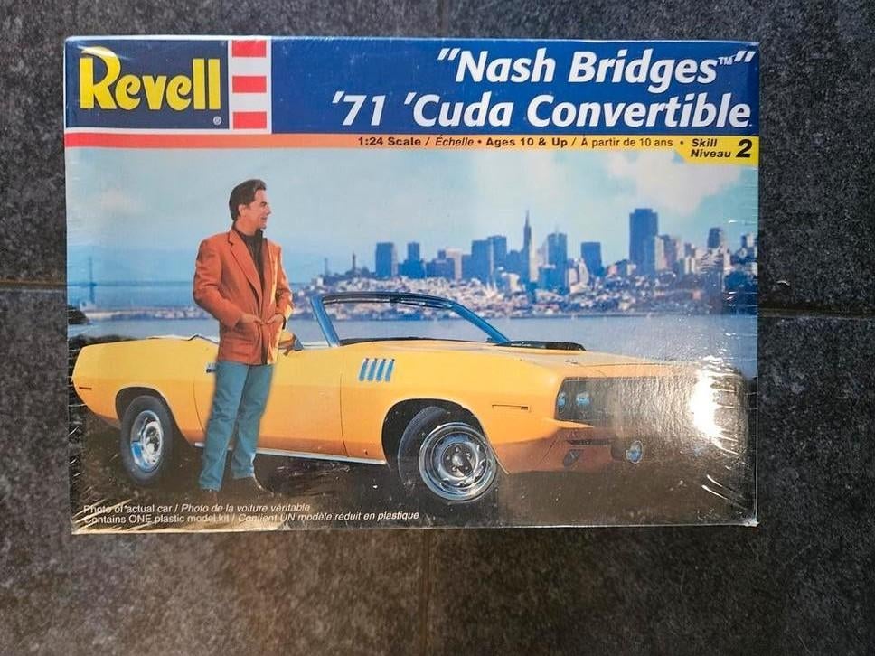 Revell Nash Bridges '71 Cuda - Nieuw!, Hobby en Vrije tijd, Auto, Nieuw, Ophalen of Verzenden, 1:32 tot 1:50