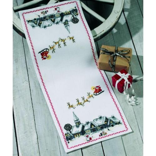 Borduurpakket lopertje sante met de slee 689245, Hobby en Vrije tijd, Borduren en Borduurmachines, Nieuw, Borduurpakket, Handborduren