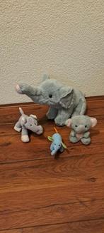4 olifanten knuffels, allemaal verschillende., Ophalen of Verzenden, Zo goed als nieuw, Olifant