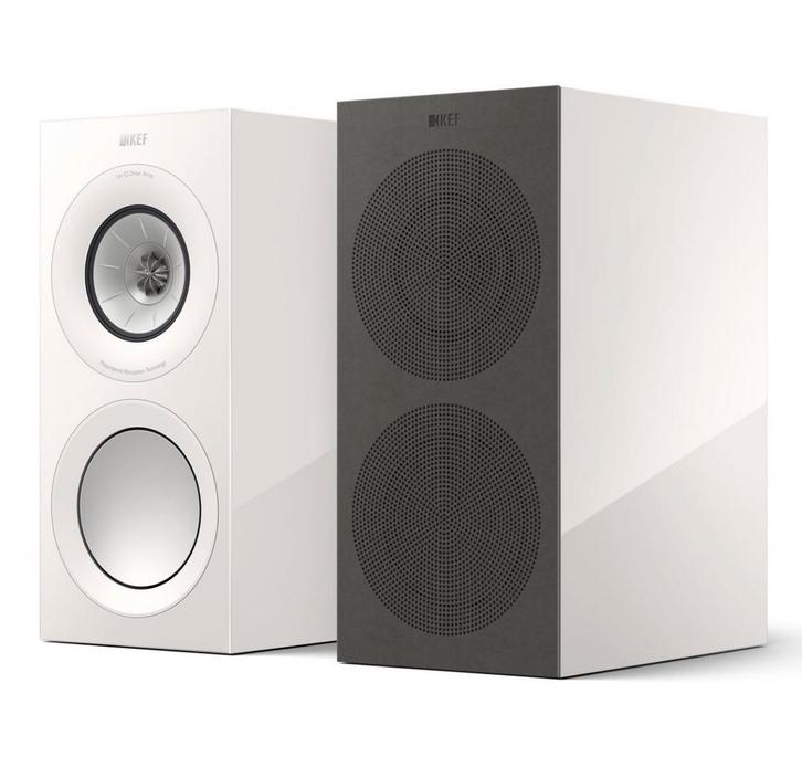 kef r3  hoogglans wit, Audio, Tv en Foto, Luidsprekers, Zo goed als nieuw, Front, Rear of Stereo speakers, 120 watt of meer, Overige merken