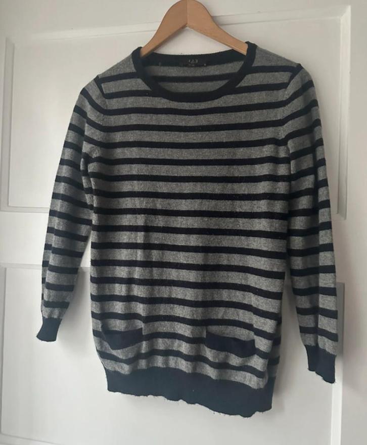 Grijs blauw gestreepte wollen cashmere trui undeuxtrois 123, Kleding | Dames, Truien en Vesten, Zo goed als nieuw, Maat 36 (S)