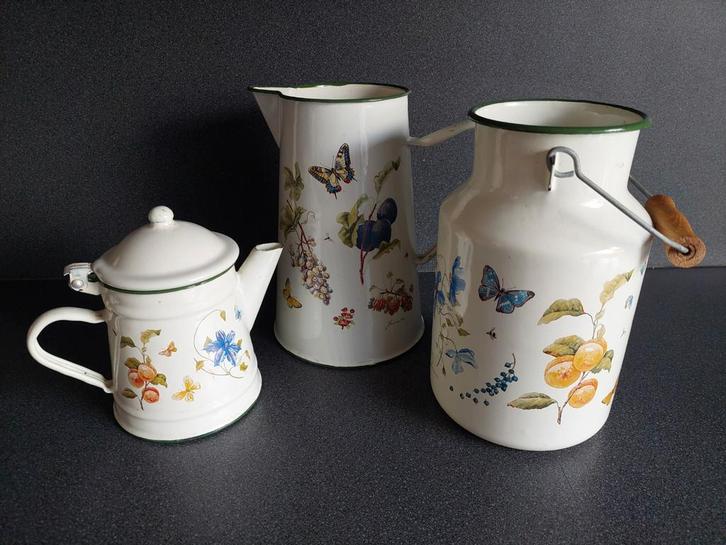 Vintage Emaille Keuken Decoratie Set, Antiek en Kunst, Antiek | Emaille, Ophalen