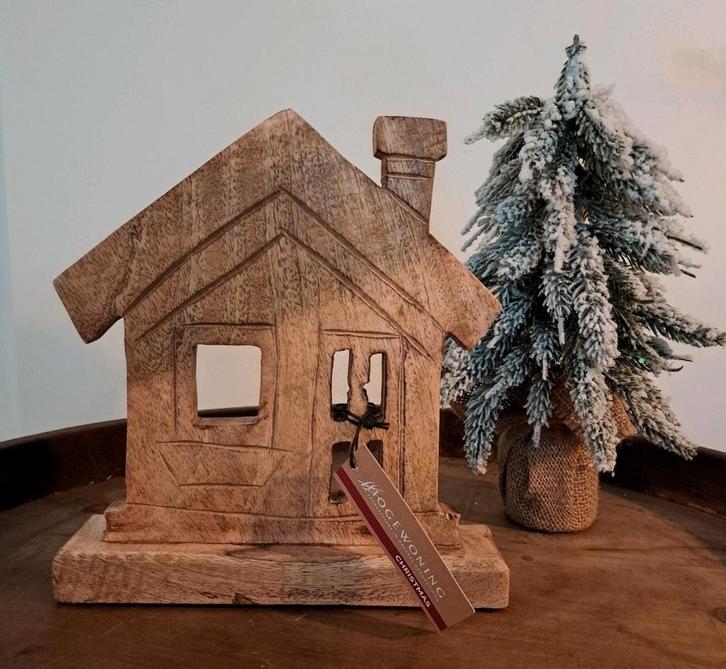 Houten Kersthuisje - Sfeervolle Decoratie, Huis en Inrichting, Woonaccessoires | Overige, Nieuw, Ophalen