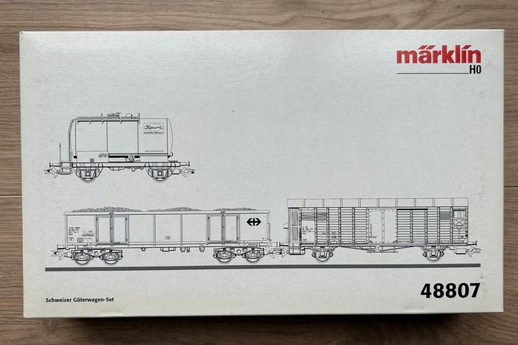 Märklin HO 48807 Set Zwitserse goederenwagens., Hobby en Vrije tijd, Modeltreinen | H0, Nieuw, Wagon, Wisselstroom, Märklin, Ophalen of Verzenden