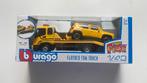 Bburago Flatbed Tow Truck met Auto –1:43 Street Fire (NIEUW), Ophalen of Verzenden, Nieuw, Auto, Overige merken