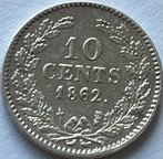 Zeldzaam dubbeltje 1862, Postzegels en Munten, Munten | Nederland, Koning Willem III, Zilver, Ophalen of Verzenden, 10 cent