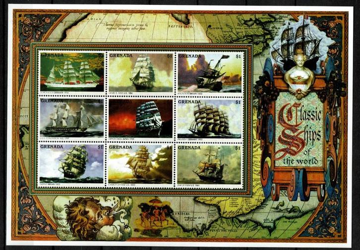 grenada 1996 pf blok zeilboten scheepvaart, Postzegels en Munten, Postzegels | Thematische zegels, Postfris, Dier of Natuur, Ophalen of Verzenden